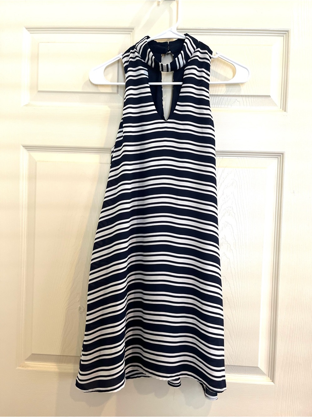CRYSTAL DOLL Navy and White Striped Dress